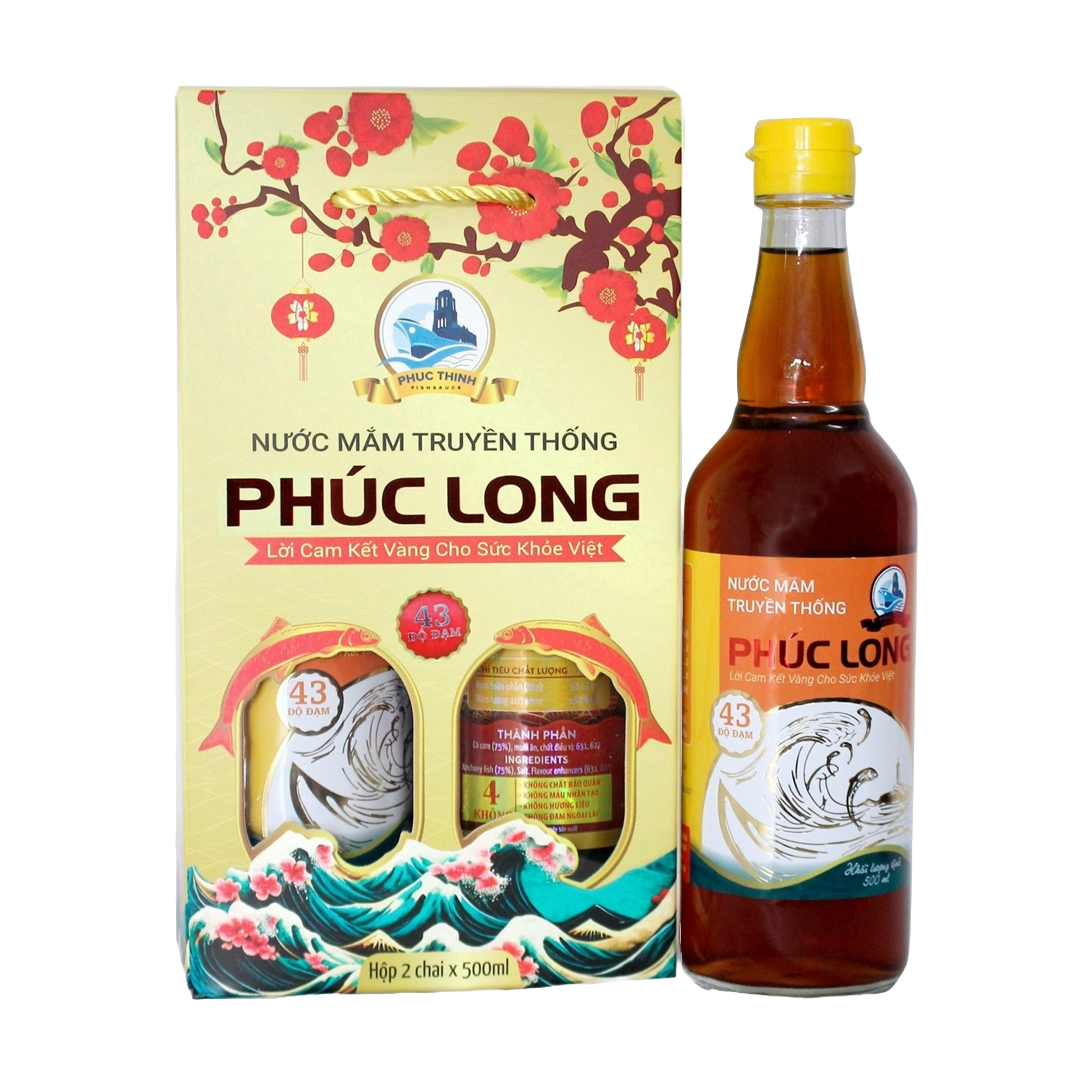Nước mắm Phúc Long 43 độ đạm-Thùng 4 chai-Miễn Ship