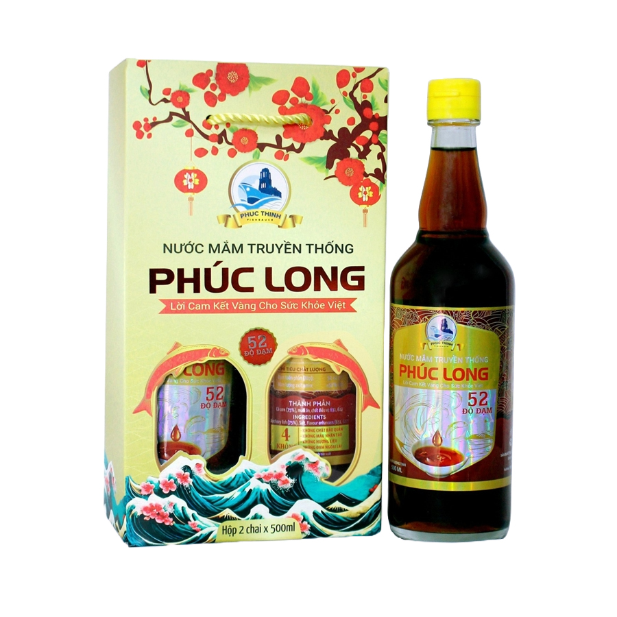 Nước mắm Phúc Long 52 độ đạm-Thùng 4 chai-Miễn Ship