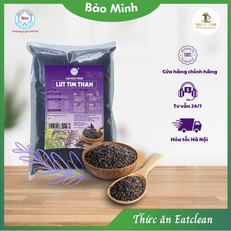 Combo 3 túi lứt tím than 2kg tặng 1 túi lứt sấy muối mè 450g