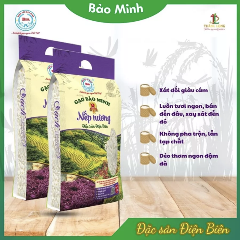 Gạo nếp Nương Điện Biên túi 1kg - Combo 5 túi (miễn ship)