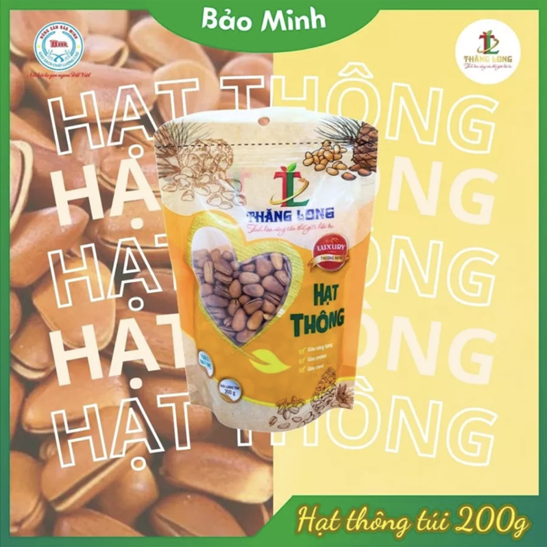 Hạt thông 200g tặng 1 hộp Thanh dinh dưỡng tổng hợp 120g (miễn ship)