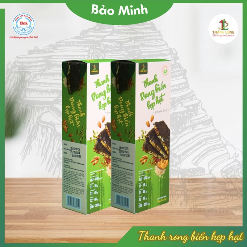 Combo 2 hộp thanh rong biển kẹp hạt 210g (mẫu mới)