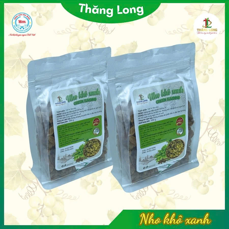 Nho khô nguyên cành 200g mua 1 hộp (miễn ship) tặng 1 túi nho xanh 300g